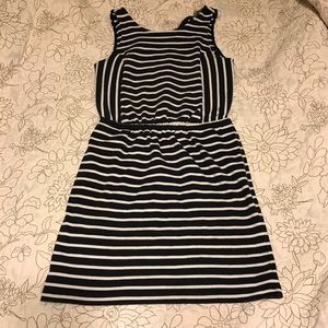 Loft Xxsp Navy stripe dress